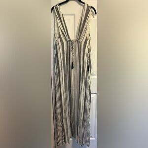 Hummingbird Black/White Striped Boho Maxi Sleeveless dress